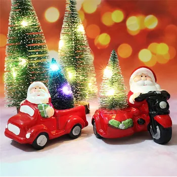 

Christmas Ornaments, Santa Claus Christmas Tree Car Motorcycle Desktop Figurines Creative Gifts