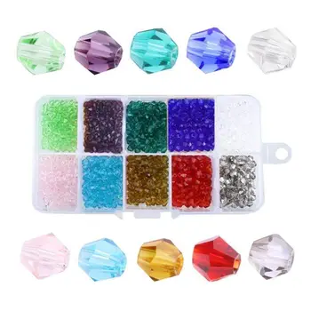 

DIY 4mm 1000Pcs Faceted bicone Crystal Glass Beads for Bracelets with Container Box Beads for Jewelry Making