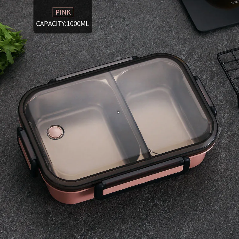 Pink WORTHBUY, японская детская коробка для бэнто, 304, нержавеющая сталь, школьный Ланч-бокс, микроволновая печь, герметичный контейнер для еды, переносная коробка для еды - Цвет: Pink