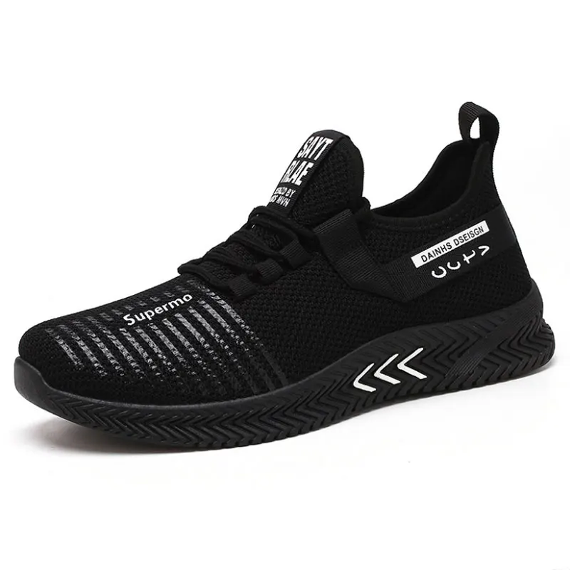 Повседневная мужская обувь для бега; спортивная обувь; хлопковые Дизайнерские кроссовки с сеткой; мужские кроссовки на платформе; Мужская обувь; дышащая резиновая обувь - Цвет: Черный