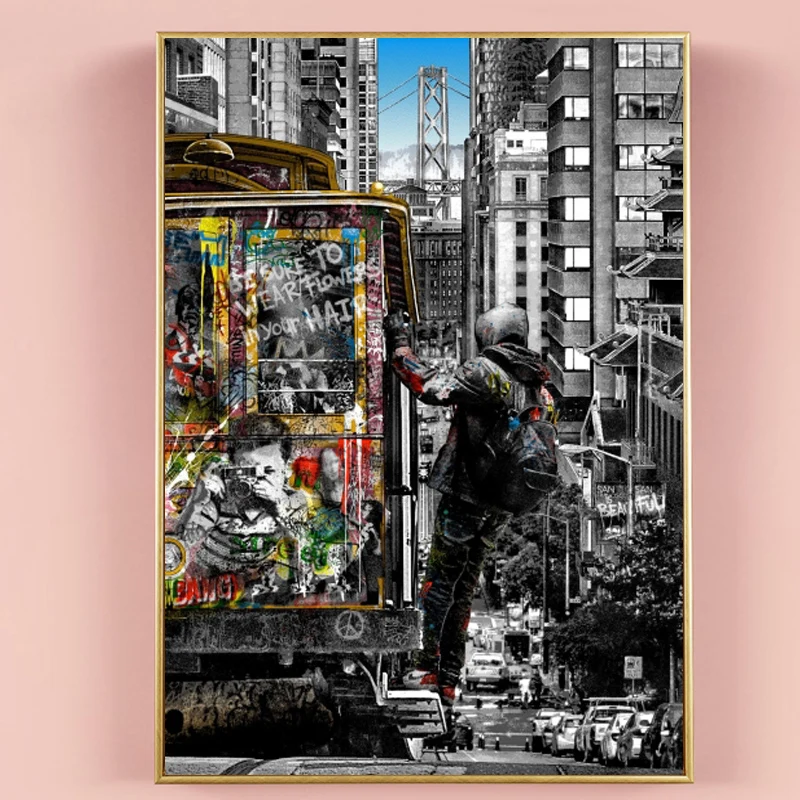 

Banksy Wall Art Paintings Street Landscape of London City Canvas Paintings Graffiti Pop Art Posters and Prints for Home Decor