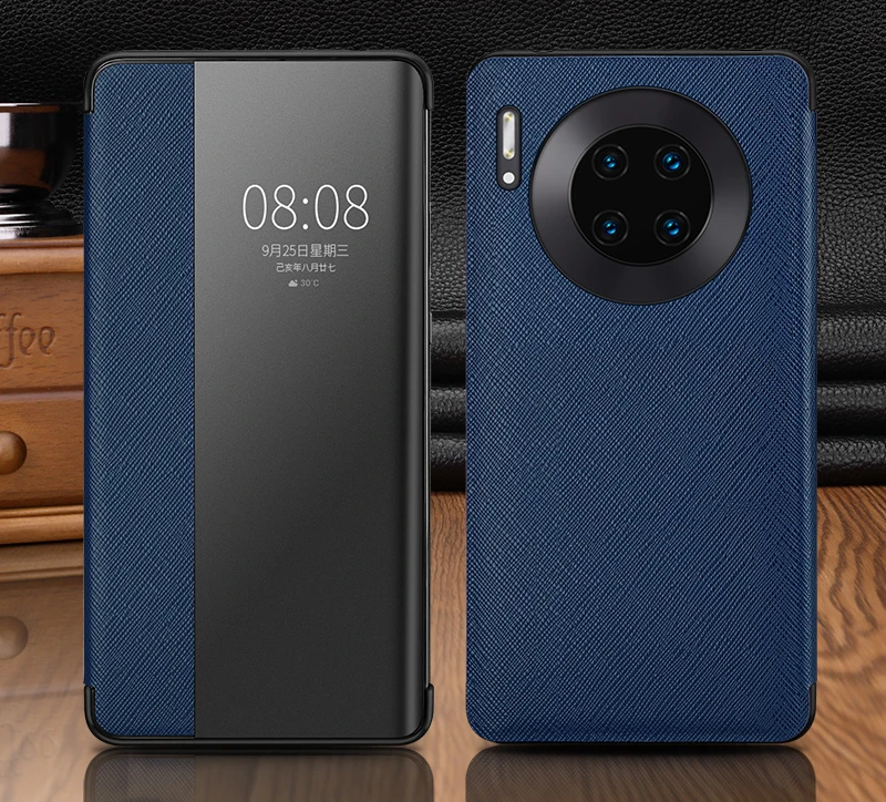 Роскошный умный чехол-книжка из натуральной кожи для huawei mate 30 20 Pro 20X20X5G 20 RS P30 Pro Роскошный тонкий защитный чехол для телефона сумка