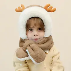 Kids Ear Protect Cap Wind-proof Pilling Resistance Kisd Cap Earflap Face Warmer Plush Cap for Running Children Hat