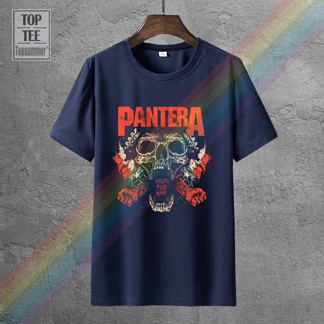 Pantera T Shirt Black Graphic Print Heavy Groove Metal Rock Band Tees 1-A-179 O-Neck Hipster T Shirts 0162147-Navy Blue