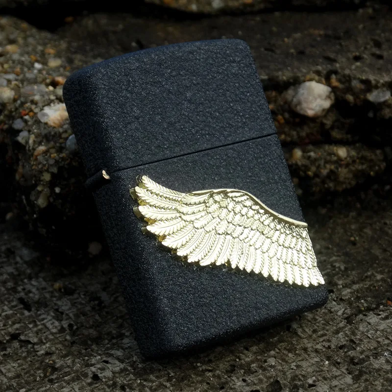 

Golden Angle Wing DIY Metal Badge Sticker Suitable For Zippo Kerosene Oil Lighter Decor Accessory Smoking Gadgets For Man Gift