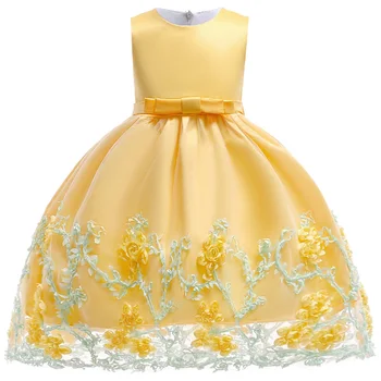 

New flower Girls dress Toddler 3D Flower Layered Princess Party Bow Kids Formal Dress,girl princess dress,girl clothing 3-12yrs