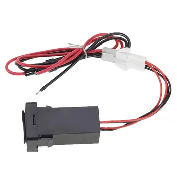 

12V-24V Car Charger Adapter Dual USB Port Socket+Fuse Cell Phone Charger+Audio Input for Toyota Car Accessories Interior