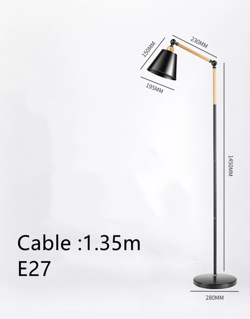 metal floor light nordic style floor lamp simple E27 black or white reading light hotel room lighting