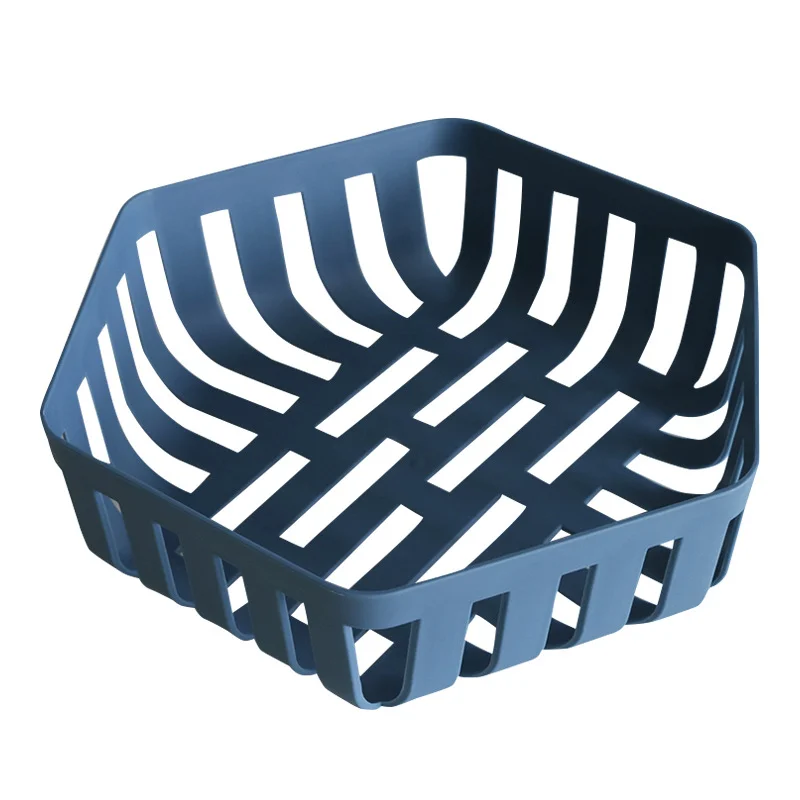 

BAOLE Creative Hexagon Plastic Plate Hollow Fruit Vegetables Storage Tray Red Blue Basket Home Kitchen Supplies