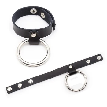 Sex Metal Penis Ring with Leather Scrotum Bondage Straps Adjustable Delay Cock Ring Penis Retarded Ejaculation Sex Toys for Men 2