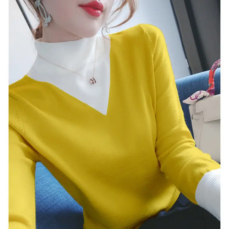 

Long-sleeved sweater woman high-necked slim matching sweater undershirt 2020 Autumn and winter new style show thin blouse women