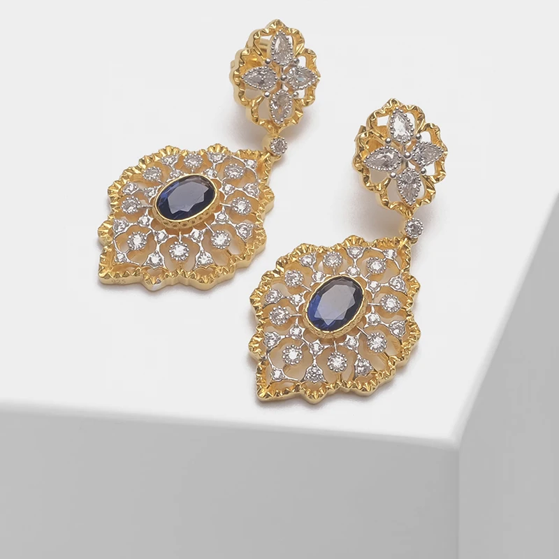 

Local focal Fashion 925 Silver Exquisite palace hollow design drop earrings