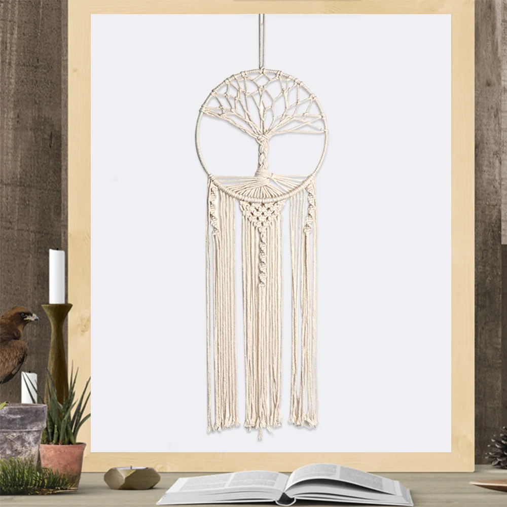 Tree of Life Dream Catcher Wall Hanging Boho Wall Decor with Tassels Home Decor for Nursery Bedroom Chic Ornament Craft Gift