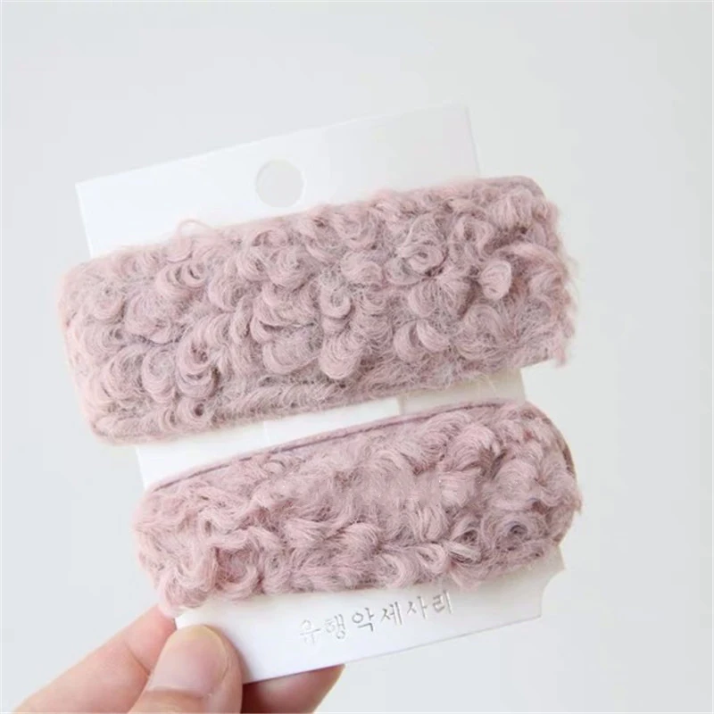 Pink Set Мисм 1 шт./компл. красочные пальто из овечьей шерсти для детей; Bobby зажимы для Для женщин/девочек Заколки для волос с геометрическим рисунком заколки резинки для волос ободок для волос аксессуары - Цвет: Pink Set
