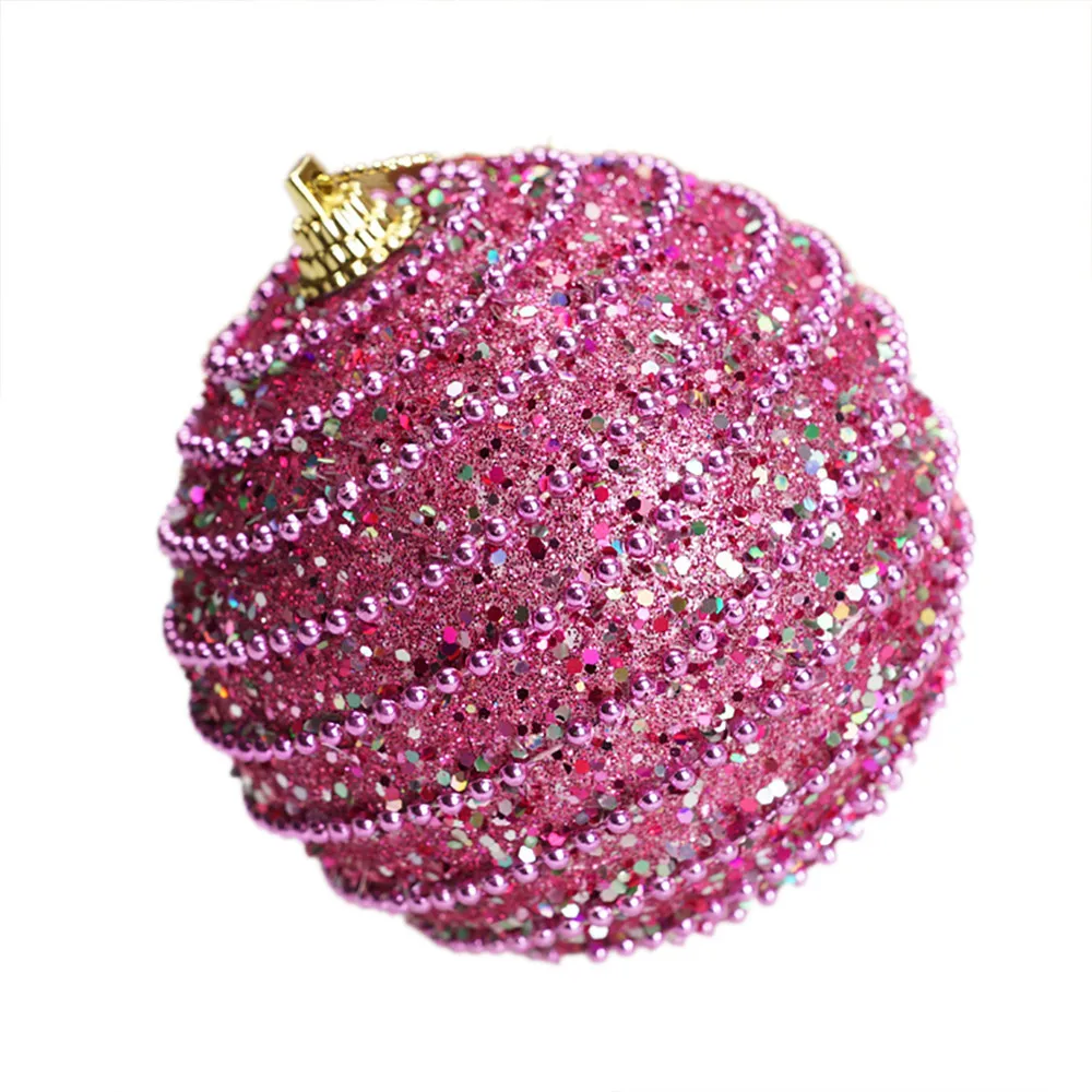 Hot Pink Рождественский горный хрусталь, блестящие шарики, орнамент с рождественской елкой, украшение 8 см, шары для Рождества - Цвет: Hot Pink