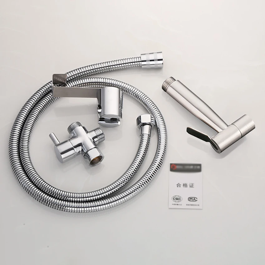 Description Picture 3 of itemChrome Bidet Sprayer Set Stainless Steel Wall Mounted Toilet Bidet faucet Bathroom Valve Jet Set Hygienic Shower Bidet Sprayers