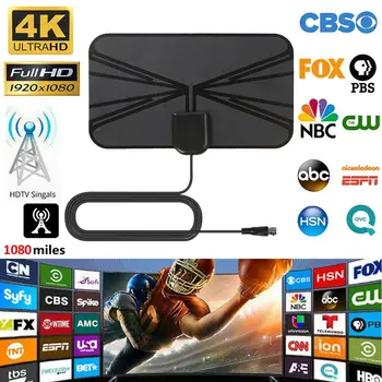 

980 Miles 4K Digital HDTV Indoor TV Antenna With Amplifier Signal Booster TV Radius Surf Fox Antena 1080P HD TV Antennas Aeria