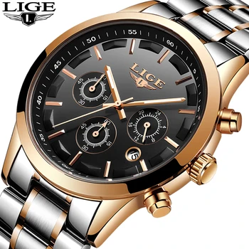 

2020 Relojes New Men Watch LIGE Top Brand Luxury Business Quartz Watches esStainless Steel Waterproof Military Relogio Masculino
