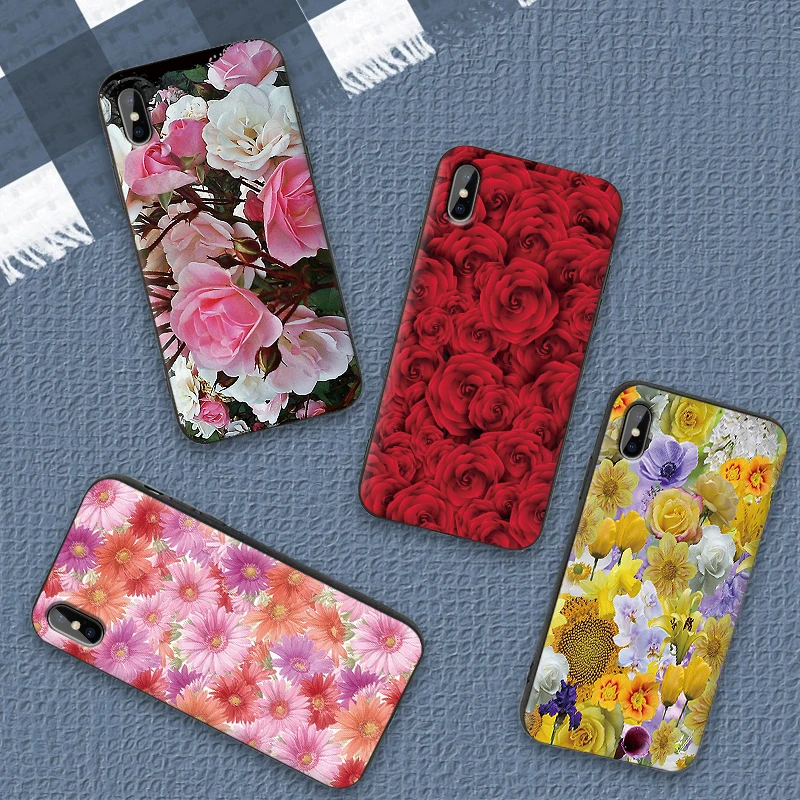 Яркие цветы Мягкий силиконовый чехол для телефона iphone X XS MAX XR 7 8 6 6s Plus ТПУ задняя