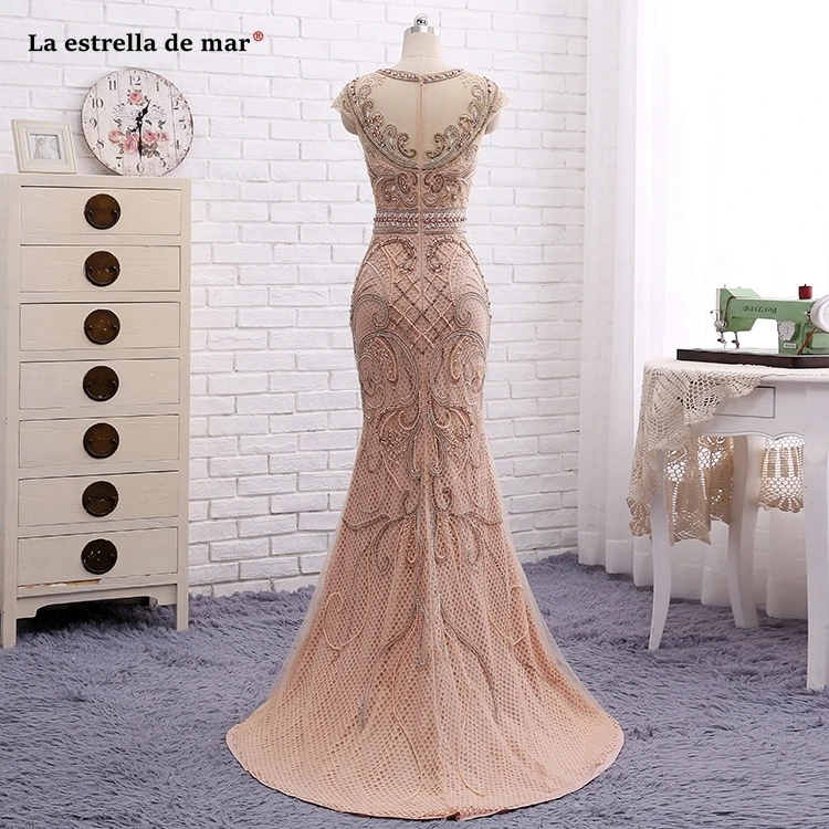 Robe de soiree2020, новинка, расшитое бисером Шампанское, с коротким рукавом, цвета шампанского, сексуальное, Русалка, платье для выпускного вечера, роскошное, vestido de formatura longo