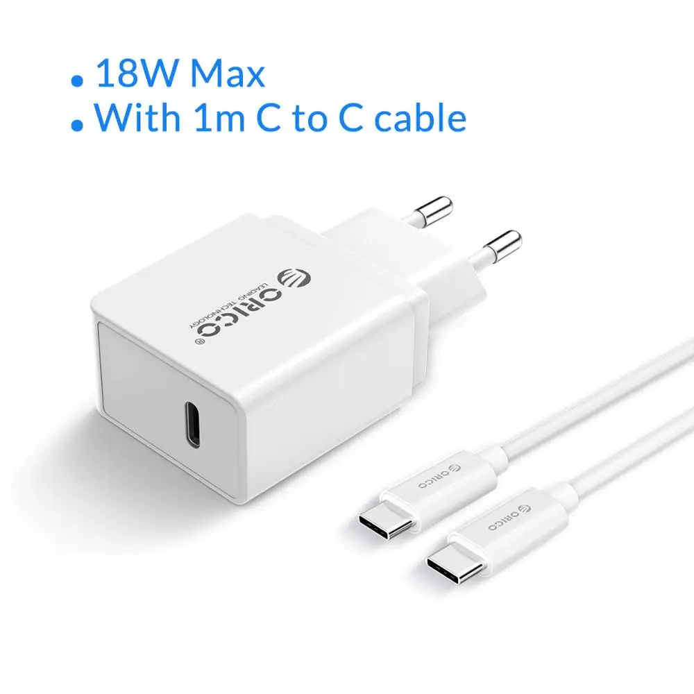 ORICO 18 Вт PD2.0 usb type C зарядное устройство Быстрая зарядка PD 2,0 быстрое зарядное устройство для iPhone 11Pro iPhone 11Pro Max xiaomi huawei - Тип штекера: White with cable