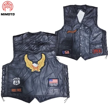 

Letter Embroidery Motorcycle Leather Vest Men Spring New Fashion Punk Sleeveless Jacket V Neck Plus Size Waistcoats Riding Vest