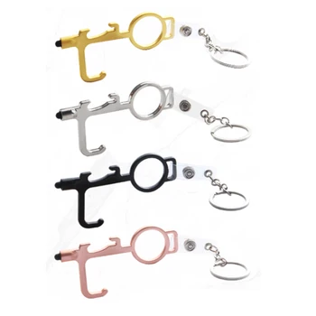 

10pcs 2nd Generation Quarantine Hygiene Hand EDC Door Opener Stylus Contactless Safety Tool Door Handle Multi Opener Keychain