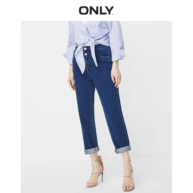 US $16.96 ONLY Women's Loose Straight Fit High-rise Crop Jeans  119149521