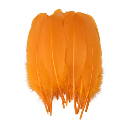 orange 50pcs Перо, твердый полюс, натуральный гусиный Плюм, 14-20 см, 50 шт., перья лебедя, белые шлейфы, сделай сам, украшение для дома, вечерние, свадебные украшения - Цвет: orange 50pcs