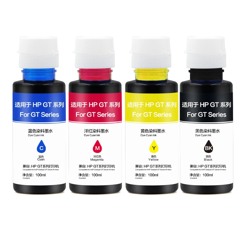 100ml/Bottle New Improved Refill Dye Ink For HP GT Series 51 52 GT51 GT52 GT5810 GT5820 Printer Dye Ink For HP