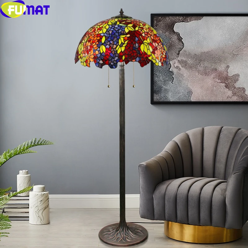 Fumat Stained Gl Tiffany Style Floor Lamps Colorful Shade Bronze Casted Tree Frame Antique Standard Light Dia22 H66 Art Led Aliexpress Fumat Stained Gl Tiffany Style Floor