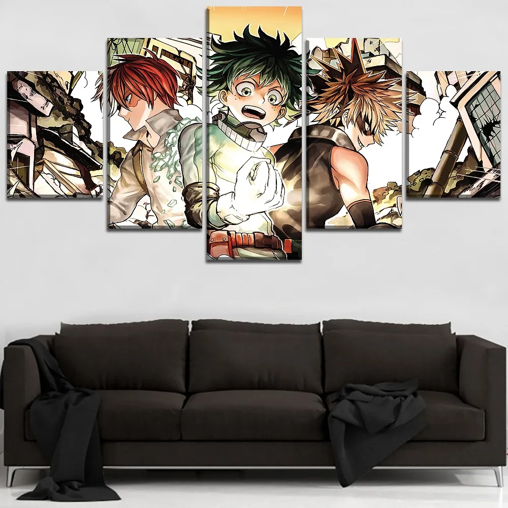 

Modular Posters Modern HD Printed Wall Art 5 Pieces Animation My Hero Academia Canvas Picture Painting Home Decoration Framework