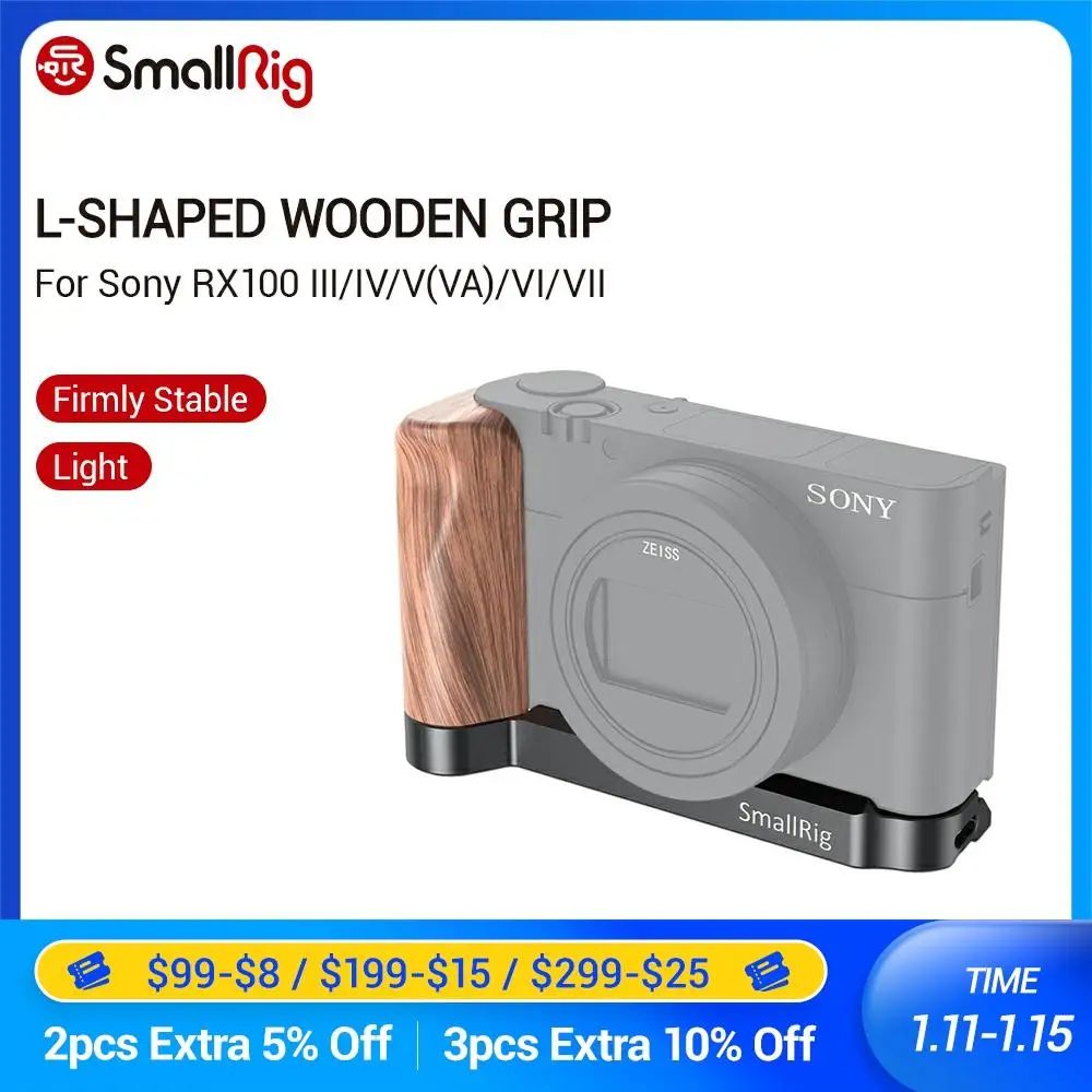 L образная пластина SmallRig с деревянным захватом для Sony RX100 III/IV/V(VA)/VI/VII кронштейна