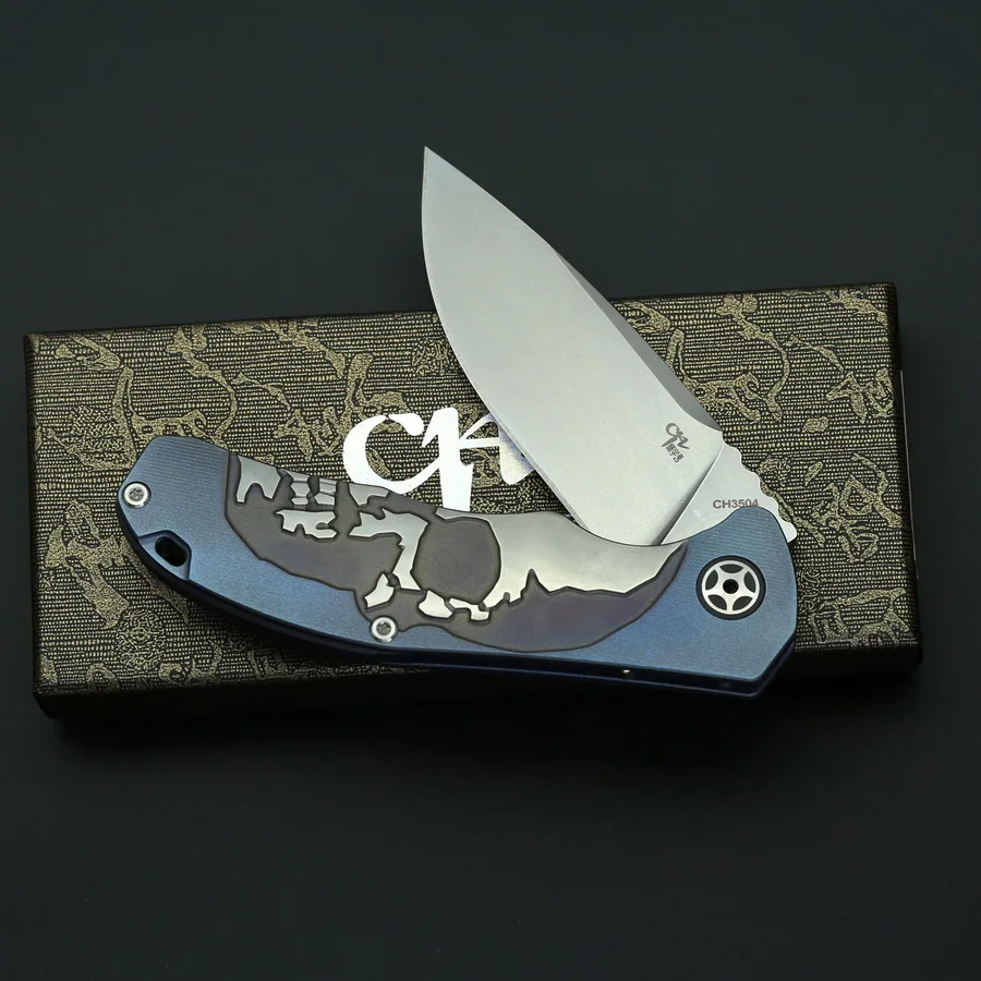 CH3504 Флиппер складной нож S35VN лезвие шарикоподшипник TC4 титановая ручка Открытый Охота Кемпинг выживания EDC карманные ножи