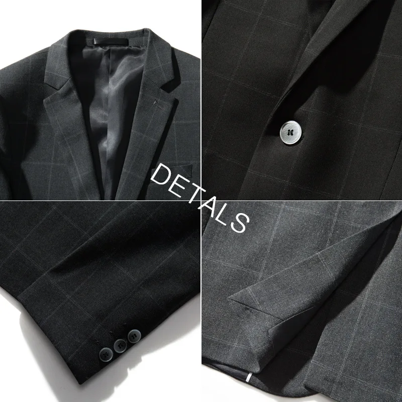Zogaa 2019 New Fashion Men's Smart Casual Suits Male Black Gray Plaid One Button Men's Blazers Korean Version Slim Male Blazers Zogaa 2019 New Fashion Men's Smart Casual Suits Male Black Gray Plaid One Button Men's Blazers Korean Version Slim Male Blazers