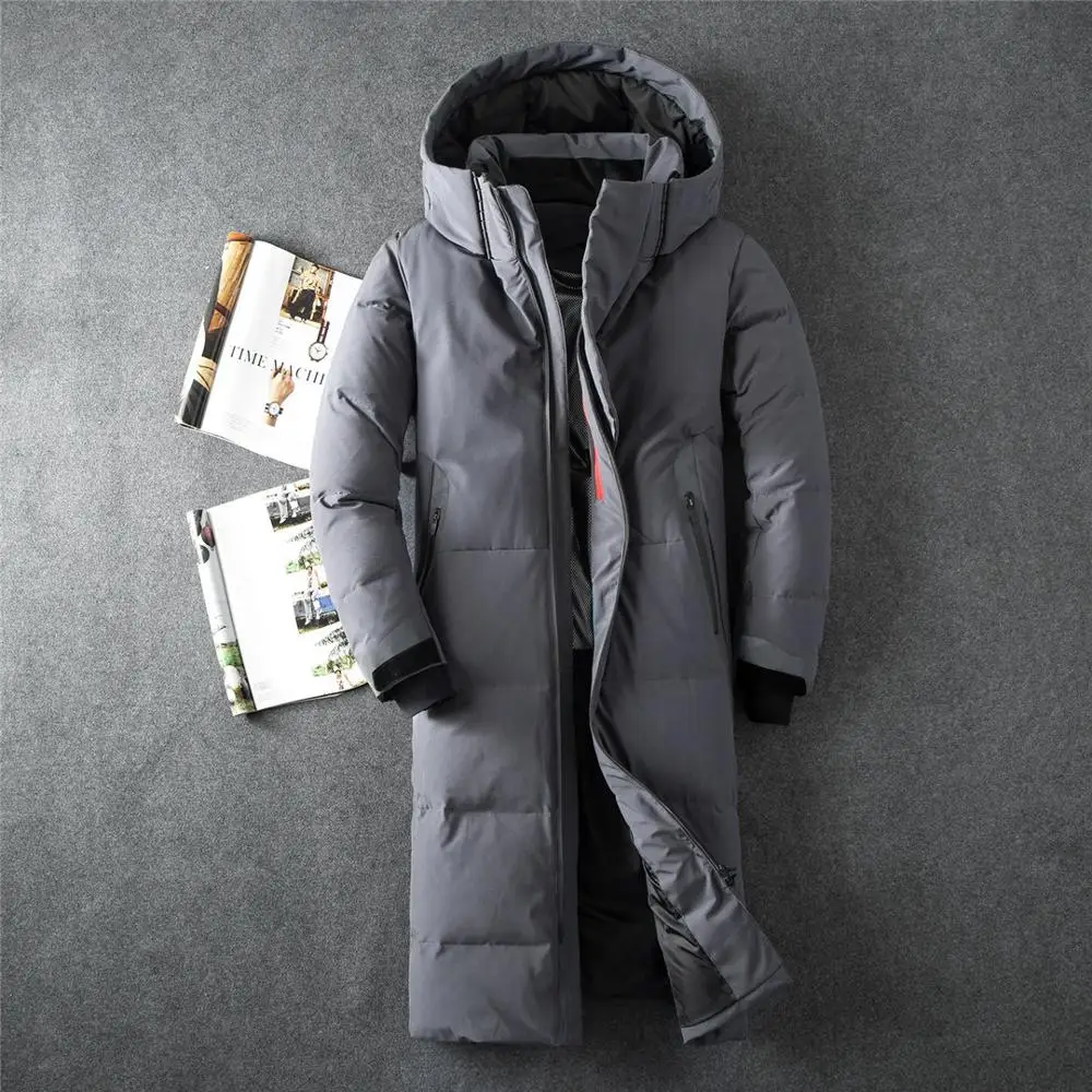 

2019 New Arrival Long Down Jacket Men Windproof Waterproof White Duck Down Coat Reflective Winter Jacket Man Outerwear