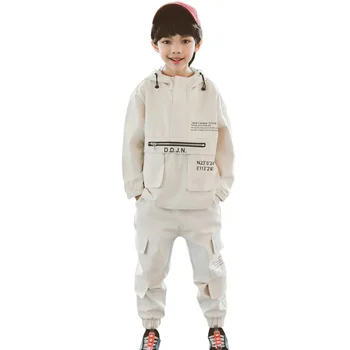 

Spring Clothes For Boys Letter Print Hoodies + Pants 2PCS Kids Clothes Boy Multi-Pocket Boys Tracksuit Fall Casual Boys Clothes