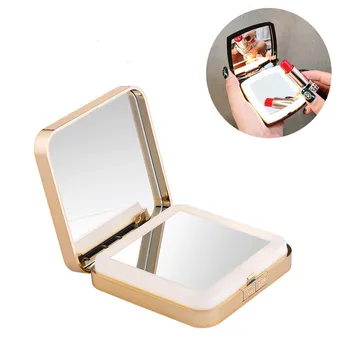 

New Makeup Mirrors with LED 10X 4X Makeup Mirror Pocket Plastic Magnifying Mirror Travel USB Charge Cable-battery Vanity Mirror