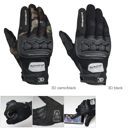 

KOMINE GK-215 spring and summer motorcycle leather stitching breathable mesh riding gloves reflective night