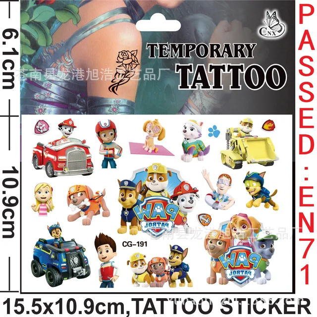 2021 Paw Patrol Children Cartoon Tattoo Stickers Fashion Kindergarten Reward Stickers Early Education Stickers Birthday Gift 5