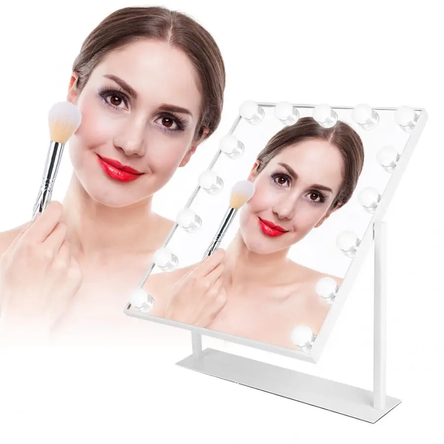 

Oversea Fast Ship 15 LED Bulbs Makeup Mirror with 3 Colors Lights Dressing Table Mirrors Dimmable High Brightness