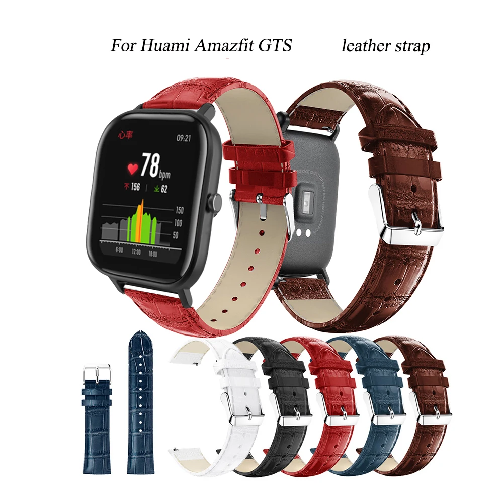 Ремешок кожаный Универсальный для Huami Amazfit GTS Bit Bip Молодежный Браслет Для Xiaomi Samsung