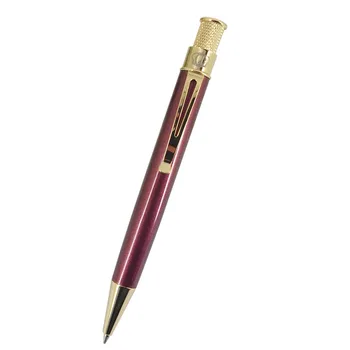 

ACMECN Classic Metal Ball Pen with Carved Design Topper Red Gold and Black Ballpoint Pen with Logo for Mother's Day Gifts