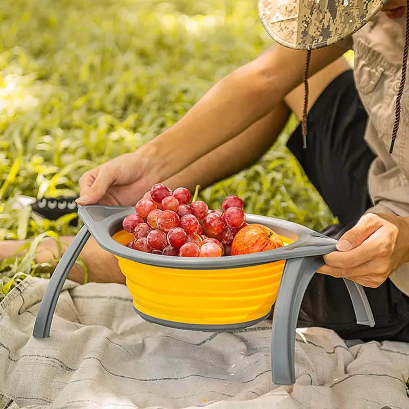 

Durable Fruit Cleaning Tool Silicone Vegetable Cleaning Basket Multi-purpose Drain Filter Basket Folding Kitchen Accessories