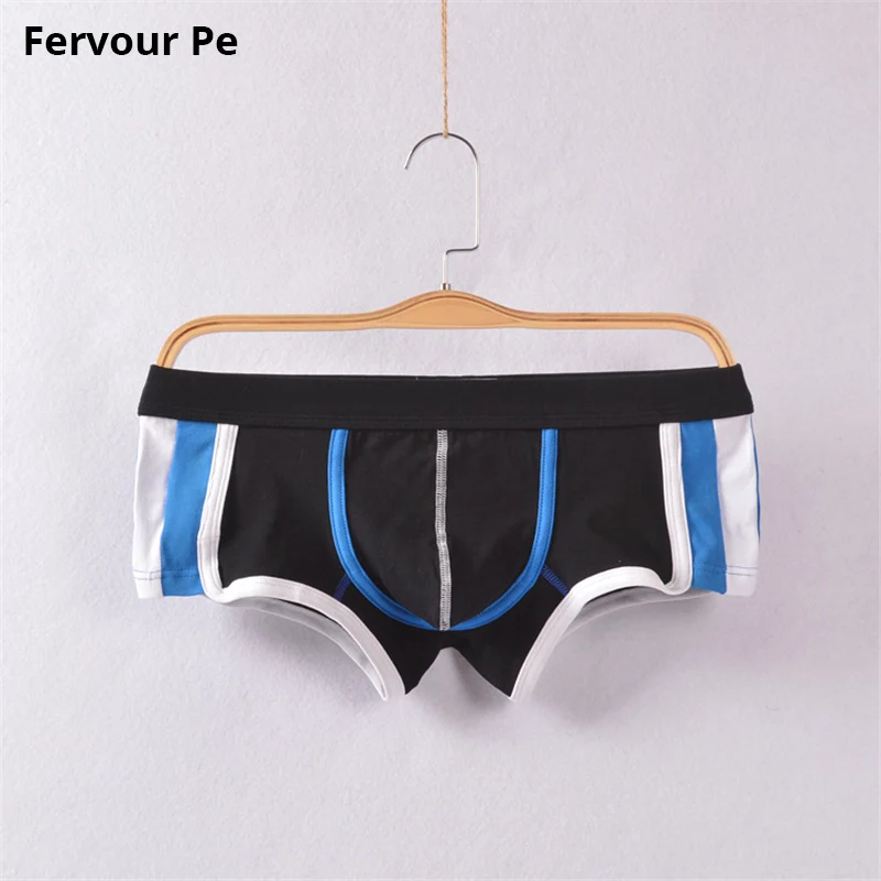 

Fervour pe Men's Boxer panties Color stitching Cotton Solid Breathable Plus Size M-XXL Simple Sports Style Underwear B19010