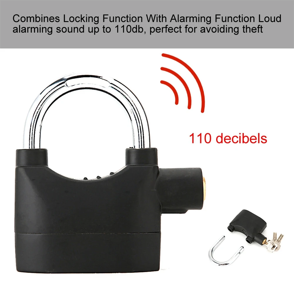 Waterproof Smart 110dB Siren Alarm Padlock Alarm Lock For Motorcycle Bike Bicycle Doors Windows Security With Alarm Pad Locks