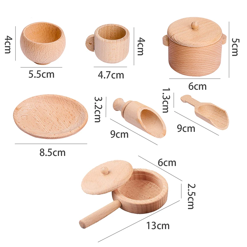 Baby Wooden Kitchen Toys Set Montessori Cutlery Pretend Play Game Early Education Simulation Kitchenware Toy Fine Motor Training