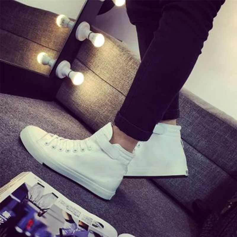 

2019 new casual canvas shoes men's trend wild shoes comfortable men's high-top shoes with breathable shoes