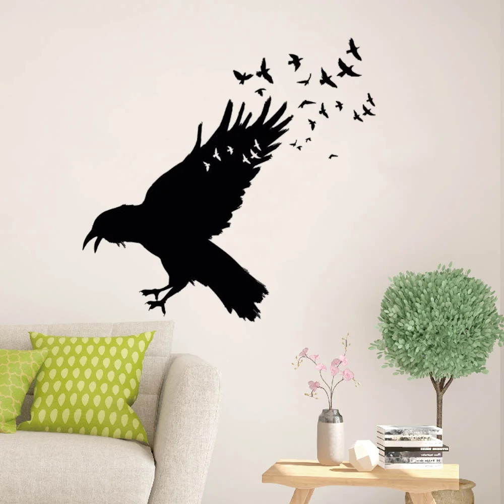Details about   Crow Wall Stickers Black Raven Vinyl Decal Bird Lantern Home Decor Street Style