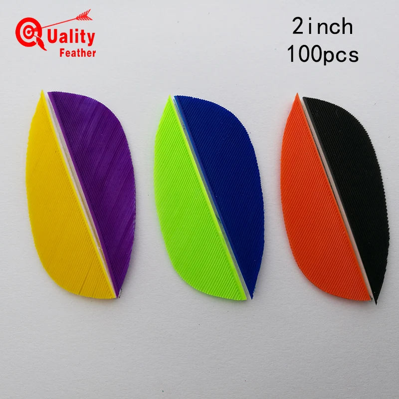 

New 100pcs 2'' Real Turkey Feather Water Drop Cut Arrow Feather 2'' Cut Fletching Hunting Shooting Diy Arrow Accessories